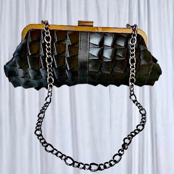 Jessica McClintock Shoulder Handbag Bag with Chain Strap or Clutch - Picture 3 of 8
